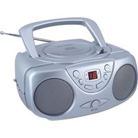 Sylvania SRCD243 Portable CD Player with AM/FM Radio, Boombox (Silver)