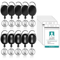 Puroma 10 Pack Retractable Badge Reel with Waterproof Vertical ID Card Holders and Key Ring for Card Keychain Badge Holder