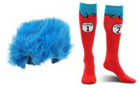 elope Dr. Seuss Thing 1&2 Plush Wig and Costume Socks Kids Kit Bundle