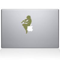 The Decal Guru Cherub Playing Violin MacBook Decal Vinyl Sticker - 12" MacBook - Gold (0068-MAC-12M-G)