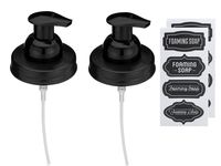 Jarmazing Products Mason Jar Foaming Soap Dispenser Lids - Includes Waterproof Stickers! Black - 2 Pack
