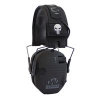 Walker's Razor Slim Compact Folding Ear & Hearing Protection Electronic Shooting Ear Muffs, Punisher Black