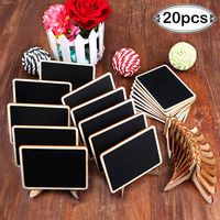 AerWo 20 Pack Wooden Mini Chalkboards Signs with Easel Stand, Small Rectangle Blackboard for Wedding Table Numbers, Food Signs, Place Cards, Parties and Special Event Decorations