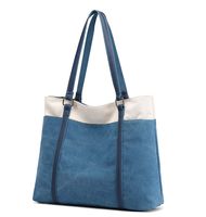 Wxnow Women Laptop Tote Bag Canvas Handbag Purse Shoulder Bag (C-Blue)