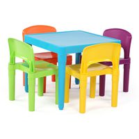 Tot Tutors Kids Plastic Table and 4 Chairs Set, Blue Vibrant