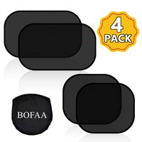 BOFAA Car Window Shades for Baby (4 Pack) 80GSM Cling Window Sun Shades for Cars - Sun, Glare and UV Rays Protector for Car Windows - 2 Pack 20"x12" & 2 Pack 17"x14" Sunshade for Car Baby