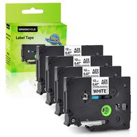 GREENCYCLE 4 Pack Compatible for Brother TZ TZe S231 TZ-S231 TZe-S231 Extra Strength Adhesive Label Tape for P-Touch PT-D210 PT-H100 Label Maker 12mm (1/2 Inch) x 8m (26.2 ft) Laminated Black on White