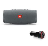 JBL Charge 4 Portable Waterproof Wireless Bluetooth Speaker Bundle with Anker 2-Port Car Charger - Gray