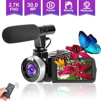 Camcorders Video Camera, Vlogging Camera for YouTube 2.7K Full HD 30MP 18X Digital Zoom Camcorder with Microphone 3.0 Inch IPS Touch Screen 