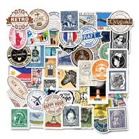 Vinyl Vintage Stamp Stickers Retro Travel Stickers 50 Pcs Suitcase Sticker Pack Decals for Water Bottle Suitcase Luggage Laptop Car