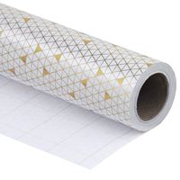 RUSPEPA Gift Wrapping Paper Roll-White with Gold Foil Triangle Pattern for Wedding, Birthdays, Valentines, Shower, Congrats, Christmas - 30 Inch X 32.8 Feet