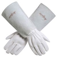 Acdyion Gardening Gloves for Women/Men Rose Pruning Thorn & Cut Proof Long Forearm Protection Gauntlet, Durable Thick Cowhide Leather Work Garden Gloves (Large, White)