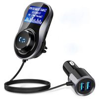 Bluetooth Car FM Transmitter,Bluetooth Radio Adapter Transmitter Adapter Car Kit Hands-Free Calling 1.44" Display with 2 USB Car Charge Port Built-in Mic Smart Mp3 Player TF Card Input/Output