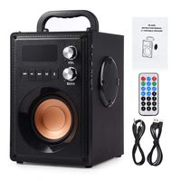 Hengwei Portable Wireless Bluetooth Speaker 20W Subwoofer Heavy Bass Wireless Stereo Outdoor/Indoor Speakers Support Remote Control FM Radio TF Card LCD Display for Home Party Smartphone Computer PC