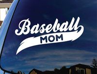 Baseball MOM - Vinyl 6" wide (color: WHITE) decal laptop tablet skateboard car windows sticke
