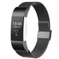 CCnutri Compatible with Fitbit Charge 2 Bands, Stainless Steel Loop Metal Mesh Bracelet for Fitbit Charge 2 Replacement Wristbands for Women Men, Small Black