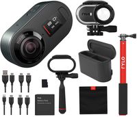 Rylo 5.8K 360 Degree Video Camera Black, (iPhone +Android) Bundle Kit Dual Battery Charger, 16GB SD Card, Everyday Case, Adventure Case, Invisible Selfie Stick