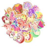 Linzze Stickers 30-Pcs Pack Waterproof Vinyl Vintage Bumper Decals Perfect for Laptop Computer Car Skateboard Water Bottle Travel Case Guitar Luggage Motorbikes (Unicorn)