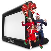 Inflatable Movie Screen Outdoor - Screens for Christmas Movies Outside - Mega Blow Up Rear Projection - Just Set Up Your Projector + Speakers - Package Inc Frame, Blower, Pegs, Popcorn Bags