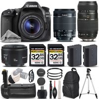 Canon EOS 80D Wi-Fi Full HD 1080P Digital SLR Camera + Canon 18-55mm IS STM Lens + Canon 50mm 1.8 II Lens + Tamron 70-300mm Lens. All Original Accessories Included - International Version