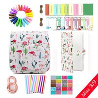 Ngaantyun 8 in 1 Accessories Bundles For Fujifilm Instax Mini 8/9 Camera (Flamingo Cactus Case/Close-up Lens/Album /Wall Hang Frames/Film Stickers/Corner sticker)