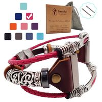 Smatiful Blaze Dressy Bands (Non Waterproof) with Box Pack for Womans, Adjustable Replacement Woven Leather Rope Watch Band for Fitbit Blaze, (Blush Plum Red) Shock Pink