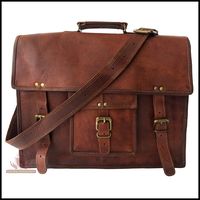 Laptop Messenger Bag 20" Real Vintage Leather Office Handmade Satchel Brown Leather Shoulder Laptop Bag Briefcase Crossbody College Bag
