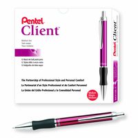 Pentel Client Retractable Ballpoint Pen, Medium Line, Red Barrel, Black Ink, Box of 12 (BK910B-A)