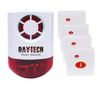 Daytech Wireless Remote Emergency Strobe Siren Alarm Kit Waterproof Outdoor Loud Panic Sos Warning System for Business Home Shop Hotel School 800ft 1 Red Flashing Siren+ 4 Call Buttons