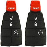 qualitykeylessplus Two Replacement 4 Button Remote Rubber Pads for Chrysler Dodge Jeep Fobik Remotes with Free KEYTAG