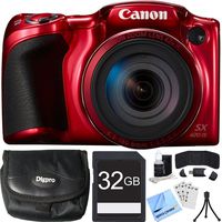 Canon PowerShot SX420 IS 20MP Red Digital Camera 32GB Card Bundle includes Camera, 32GB Memory Card, Reader, Wallet, Case, Mini Tripod, Screen Protectors, Cleaning Kit and Beach Camera Cloth
