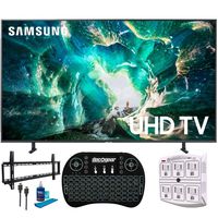 Samsung UN55RU8000 55" RU8000 LED Smart 4K UHD TV with 1 Year Warranty (2019 Model)(Renewed) Flat Wall Mount Bundle with Deco Gear 2.4GHz Wireless Keyboard Smart Remote and 6-Outlet Surge Protector