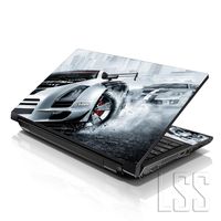 LSS Laptop 17-17.3" Skin Cover with Colorful Racing Cars in The City Pattern for HP Dell Lenovo Apple Asus Acer Compaq - Fits 16.5" 17" 17.3" 18.4" 19" (2 Wrist Pads Free)