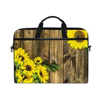 VIKKO Sunflower Floral Frame On Wooden Laptop Bag for Most 11.6-14inch Laptops/Tablets/Ultrabooks, Stylish Shockproof Laptop Case Sleeve Briefcase Computer Bag with Shoulder Strap