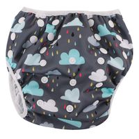 Zooawa Baby Reusable Swim Diaper, Washable One Size Adjustable Training Swimsuit Diaper Swim Underwear for Infant Toddler, Cloud