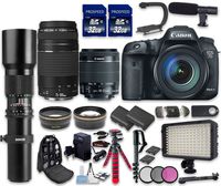Canon EOS 7D Mark II DSLR Camera Bundle with Canon EF-S 18-55mm f/3.5-5.6 is STM Lens + Canon EF 75-300mm f/4-5.6 III Lens + 500mm f/8 Preset Lens