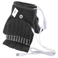 Offeree USB Heated Gloves Mitten for Women Men full and half hands warm laptop gloves with double-sided heating for indoor or outdoor winter usb powered knitting hands warmer (Men Grey)