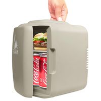 Guay Outdoors Portable Thermoelectric Mini Fridge Cooler and Warmer - Compact 4 Liter / 6 Cans - AC/DC Food Drink Milk Skincare for Car Travel Dorm Camping Home Office Desk and Bedroom - Gray