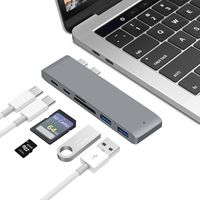 USB C Hub, Type C Hub Aluminum Adapter, 6 in 1 Docking Station, with 2 USB 3.0 Ports, TF/SD Card Reader, USB-C Power Delivery, for MacBook Pro 13″and 15″2016/2017/2018