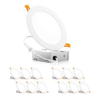 PARMIDA 6 inch 12W LED Recessed Lights Ultra-Thin Ceiling Downlight with Junction Box Dimmable Slim Wafer Low Profile, ETL & ENERGY STAR, 900lm, Can-Less Light, IC Rated, 3000K Soft White - 12 Pack