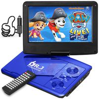 DR. J 11.5" Portable DVD Player with HD 9.5" Swivel Screen, Rechargeable Battery with Wall Charger, Car Charger and AV Cable, Sync TV Projector Function, Support USB Flash Drive SD Card, Region Free