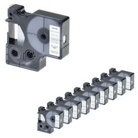 NineLeaf 10 Pack Black on White Vinyl Label Tape Compatible for DYMO 18443 Rhino LabelManager 210D 360D 420P Label Maker, 9mm(3/8") x5.5m(18ft)