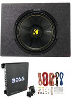 Kicker Comp 10" 500W Complete Subwoofer Bass Package - Includes Loaded Subwoofer Enclosure, Amplifier Wiring Kit, Amplifier