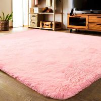 LOCHAS Ultra Soft Indoor Area Rug Shaggy Bedroom Living Room Carpets for Kids Nursery Room, 5.3 x 7.5 Feet Pink