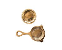 Creative Co-Op DF0654 Brass Holder (Set of 2 Pieces) Tea Strainer, 5"L, Gold