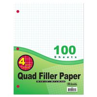 BAZIC 100 Ct. 4-1" Quad-Ruled Filler Paper