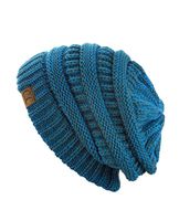 C.C Trendy Warm Chunky Soft Stretch Cable Knit Beanie Skully (2 Tone Blue/Teal)