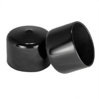 Prescott Plastics 1 1/2 Inch Round Black Vinyl End Cap, Flexible Pipe Post Rubber Cover (4)