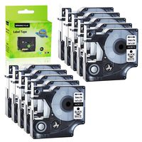 GREENCYCLE Compatible for DYMO D1 43613 Label Tape 1/4" 6mm x 23ft use in LabelManager 210D 220P 260P 360D 400 420P 450D 500TS LabelWriter 450 400 Duo LabelPoint 250 300 350 (Black on White, 10 Pack)
