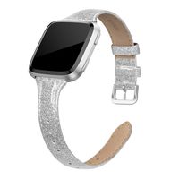 SWEES Leather Bands Compatible with Fitbit Versa 2 / Fitbit Versa Lite & SE/Fitbit Versa, Slim Thin Genuine Leather Replacement Strap for Versa Women (5.5" - 7.9"), Black, Champagne, Rose Gold, Tan